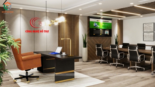 Thiết kế nội thất văn phòng làm việc Công ty công nghệ hỗ trợ